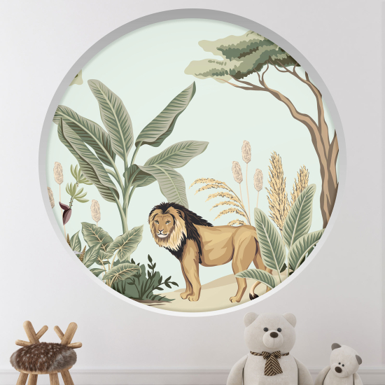 Optical Illusions Round Arch Wall Sticker for Kids- Jungle animals