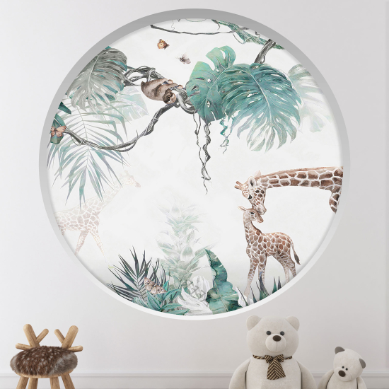 Optical Illusions Round Arch Wall Sticker for Kids- Jungle animals