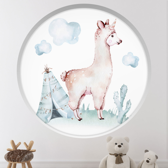 Optical Illusions Round Arch Wall Sticker for Kids- Lama