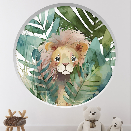 Optical Illusions Round Arch Wall Sticker for Kids- Lion