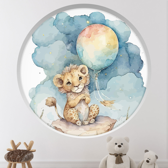 Optical Illusions Round Arch Wall Sticker for Kids- Lion