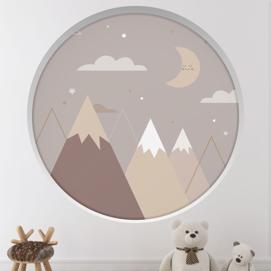 Optical Illusions Round Arch Wall Sticker for Kids- Mountains