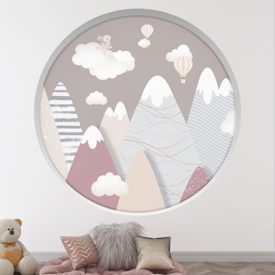 Optical Illusions Round Arch Wall Sticker for Kids- Mountains