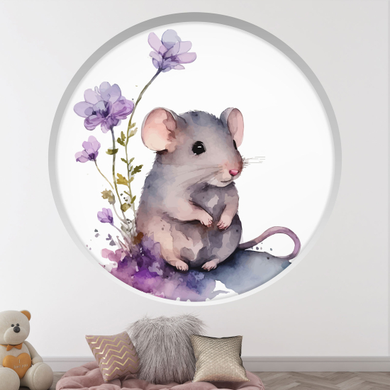 Optical Illusions Round Arch Wall Sticker for Kids- Mouse