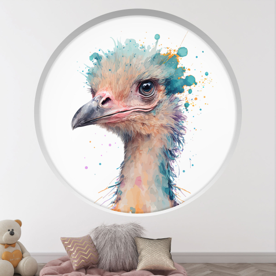 Optical Illusions Round Arch Wall Sticker for Kids- Ostrich