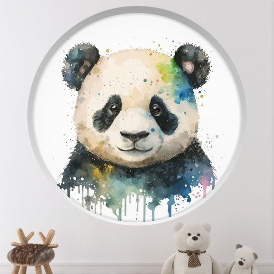 Optical Illusions Round Arch Wall Sticker for Kids- Panda