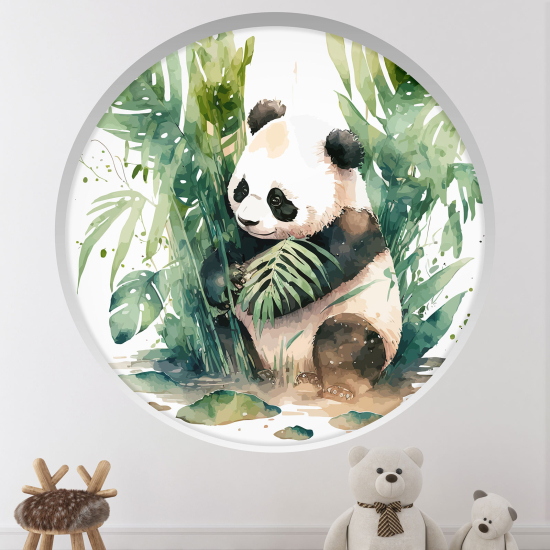 Optical Illusions Round Arch Wall Sticker for Kids- Panda