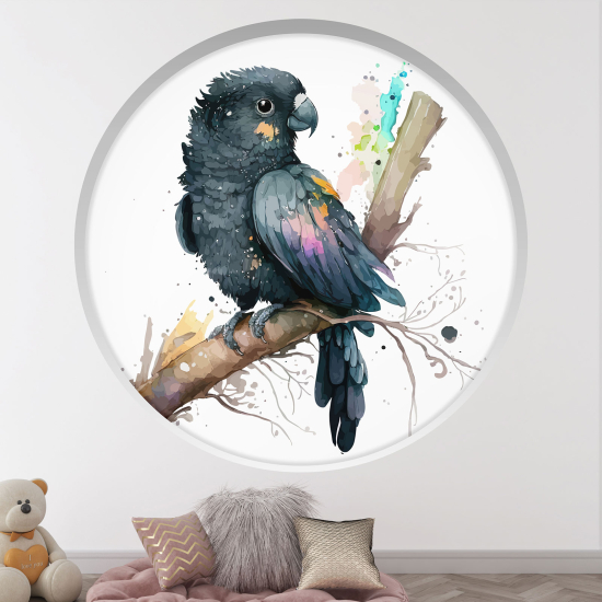 Optical Illusions Round Arch Wall Sticker for Kids- Parrot