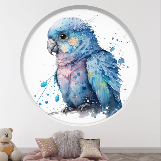 Optical Illusions Round Arch Wall Sticker for Kids- Parrot