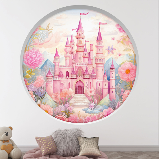 Optical Illusions Round Arch Wall Sticker for Kids- Princess Castle