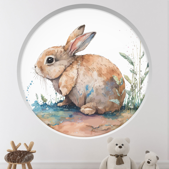 Optical Illusions Round Arch Wall Sticker for Kids- Rabbit