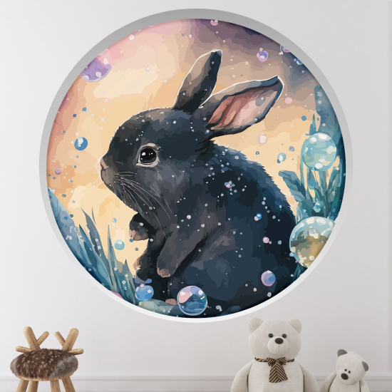 Optical Illusions Round Arch Wall Sticker for Kids- Rabbit