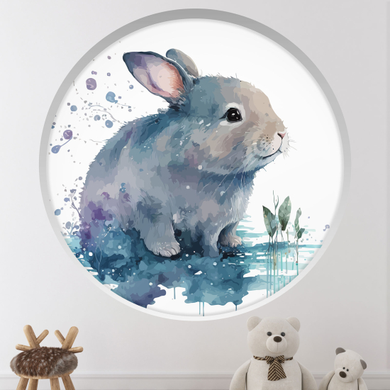 Optical Illusions Round Arch Wall Sticker for Kids- Rabbit