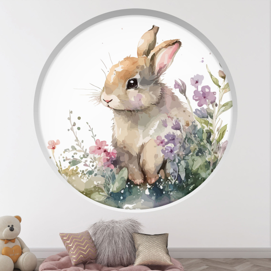 Optical Illusions Round Arch Wall Sticker for Kids- Rabbit