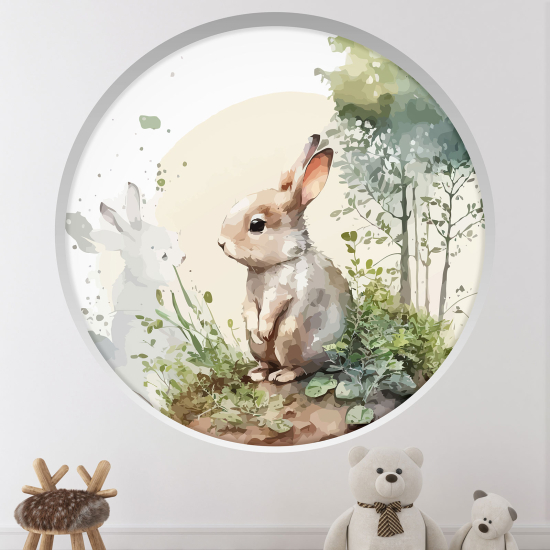 Optical Illusions Round Arch Wall Sticker for Kids- Rabbit