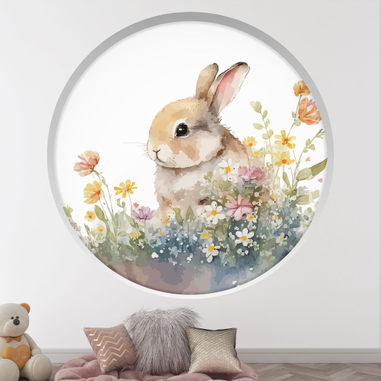 Optical Illusions Round Arch Wall Sticker for Kids- Rabbit