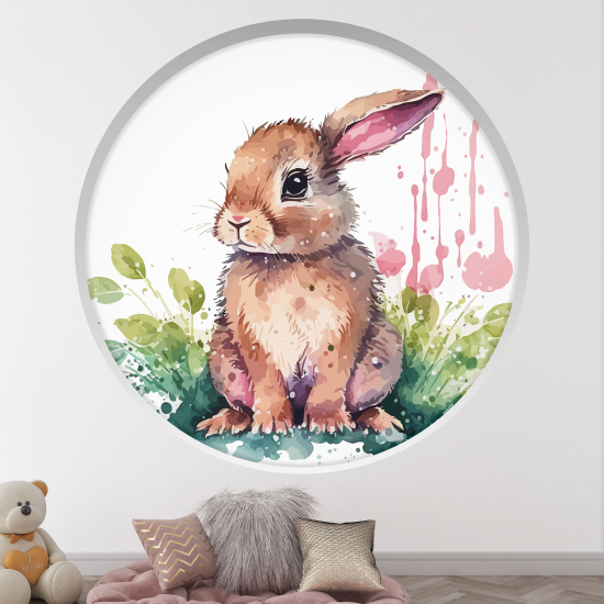 Optical Illusions Round Arch Wall Sticker for Kids- Rabbit