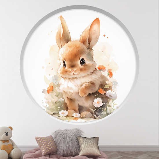 Optical Illusions Round Arch Wall Sticker for Kids- Rabbit