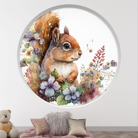 Optical Illusions Round Arch Wall Sticker for Kids- Squirrel