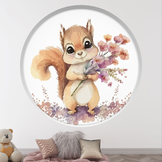 Optical Illusions Round Arch Wall Sticker for Kids- Squirrel