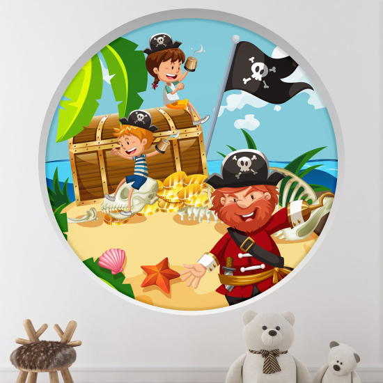 Optical Illusions Round Arch Wall Sticker for Kids- The Pirate Island