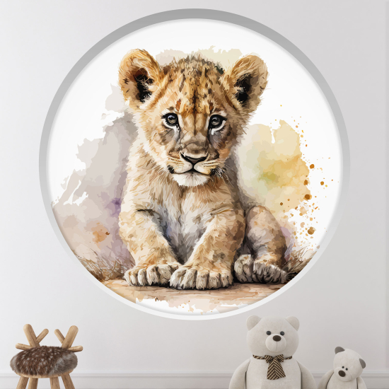 Optical Illusions Round Arch Wall Sticker for Kids- Tiger