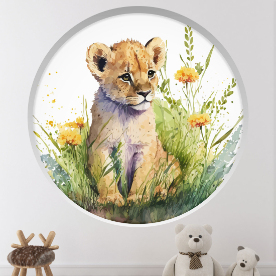 Optical Illusions Round Arch Wall Sticker for Kids- Tiger