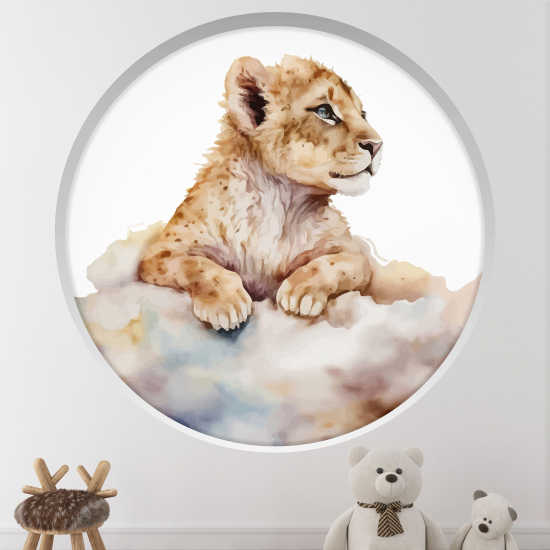 Optical Illusions Round Arch Wall Sticker for Kids- Tiger