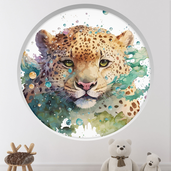 Optical Illusions Round Arch Wall Sticker for Kids- Tiger