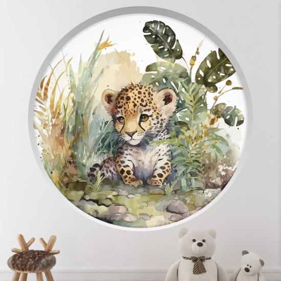 Optical Illusions Round Arch Wall Sticker for Kids- Tiger