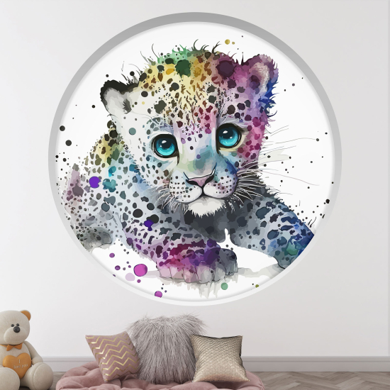 Optical Illusions Round Arch Wall Sticker for Kids- Tiger