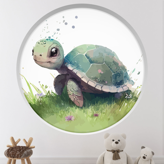 Optical Illusions Round Arch Wall Sticker for Kids- Turtle