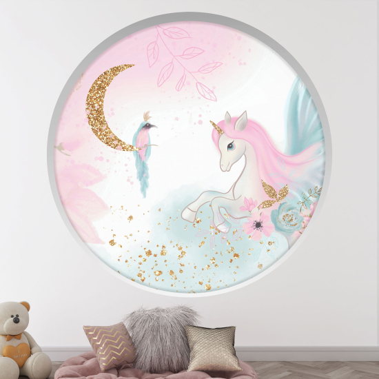 Optical Illusions Round Arch Wall Sticker for Kids- Unicorn