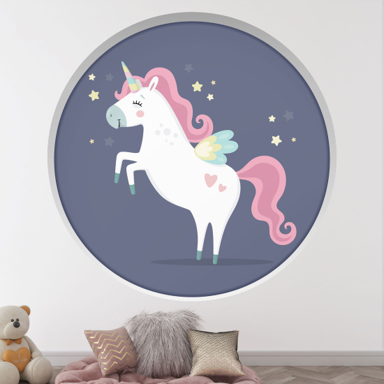 Optical Illusions Round Arch Wall Sticker for Kids- Unicorn