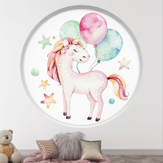 Optical Illusions Round Arch Wall Sticker for Kids- Unicorn