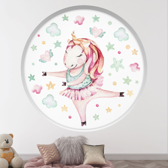 Optical Illusions Round Arch Wall Sticker for Kids- Unicorn