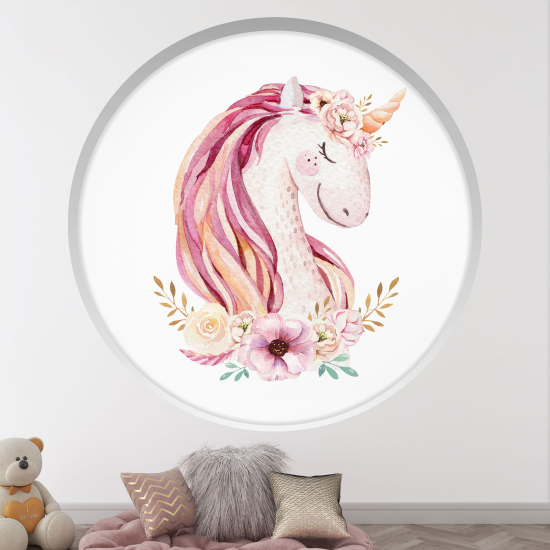 Optical Illusions Round Arch Wall Sticker for Kids- Unicorn