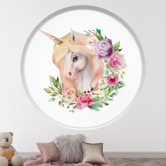 Optical Illusions Round Arch Wall Sticker for Kids- Unicorn