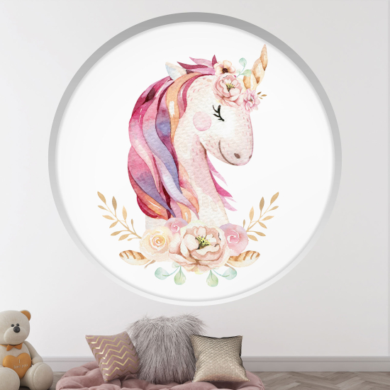 Optical Illusions Round Arch Wall Sticker for Kids- Unicorn