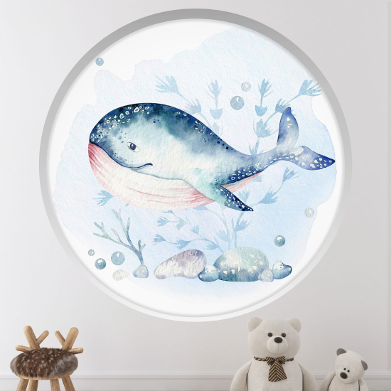 Optical Illusions Round Arch Wall Sticker for Kids- Whale