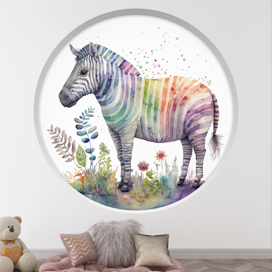 Optical Illusions Round Arch Wall Sticker for Kids- Zebra