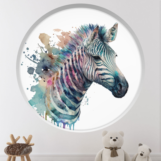 Optical Illusions Round Arch Wall Sticker for Kids- Zebra