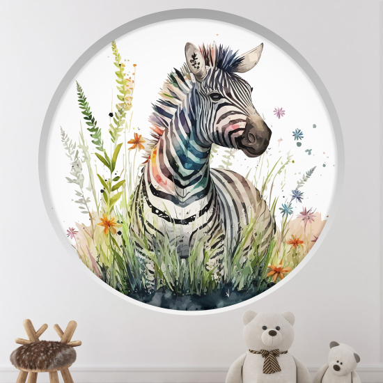 Optical Illusions Round Arch Wall Sticker for Kids- Zebra