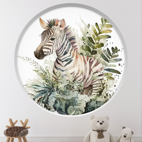 Optical Illusions Round Arch Wall Sticker for Kids- Zebra