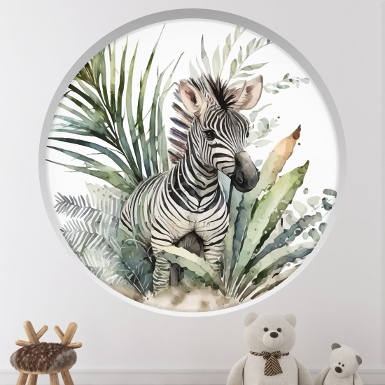 Optical Illusions Round Arch Wall Sticker for Kids- Zebra