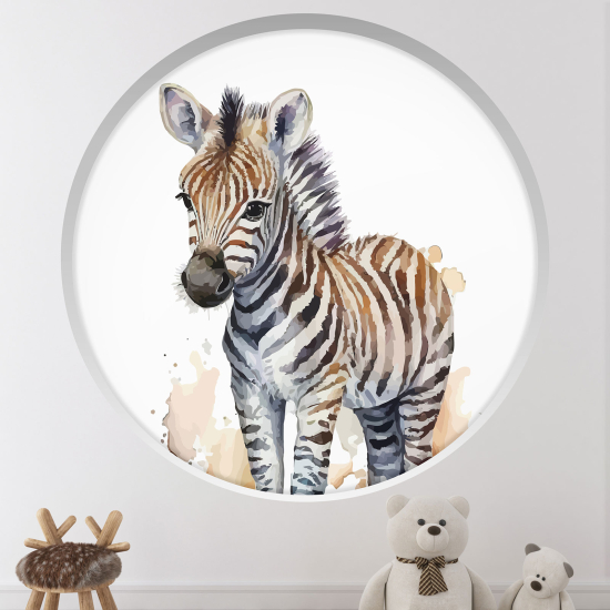 Optical Illusions Round Arch Wall Sticker for Kids- Zebra