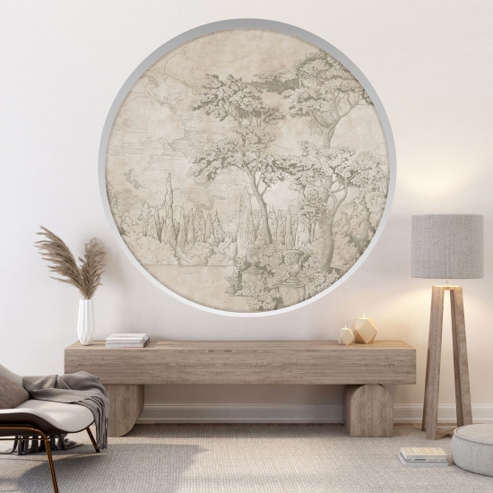 Optical Illusions Round Arch Wall Sticker - Forest