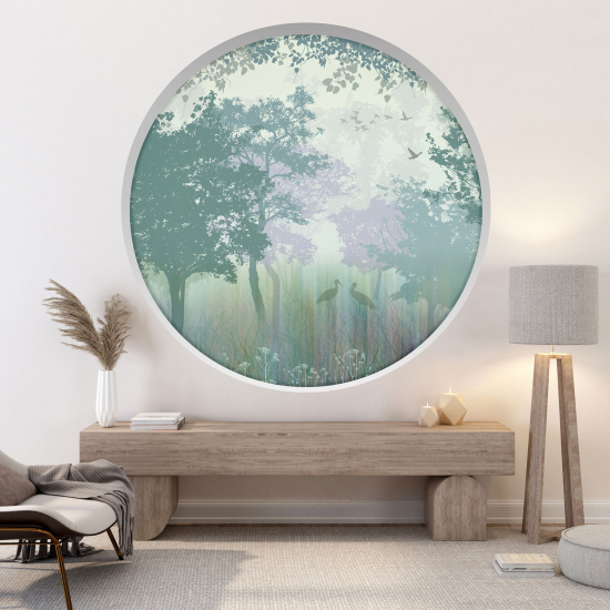 Optical Illusions Round Arch Wall Sticker - Forest