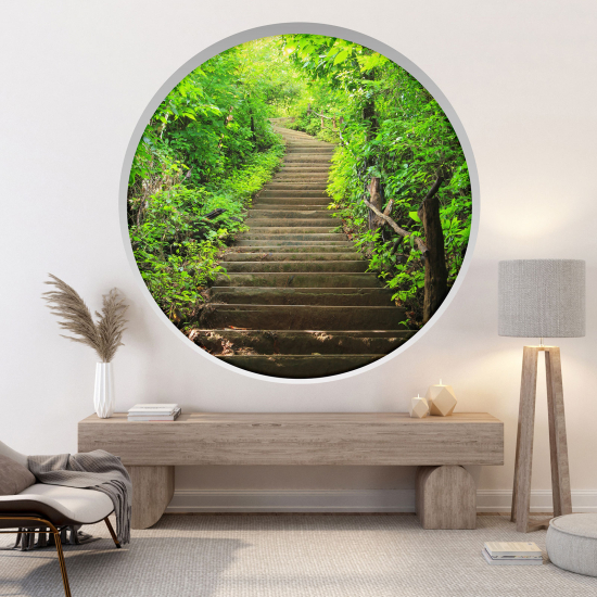 Optical Illusions Round Arch Wall Sticker - Forest path