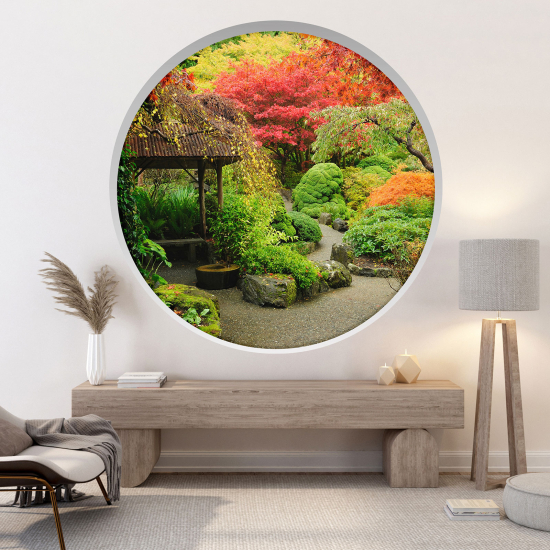 Optical Illusions Round Arch Wall Sticker - Garden